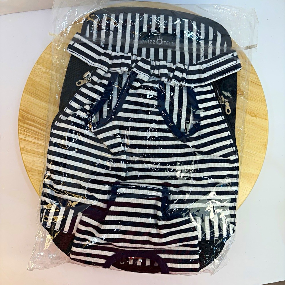 Whizzotech Pet Carrier Backpack XL Stripe Black White Cotton Poly PB03
